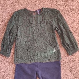 Forest Green Lace Blouse Forever 21 Small